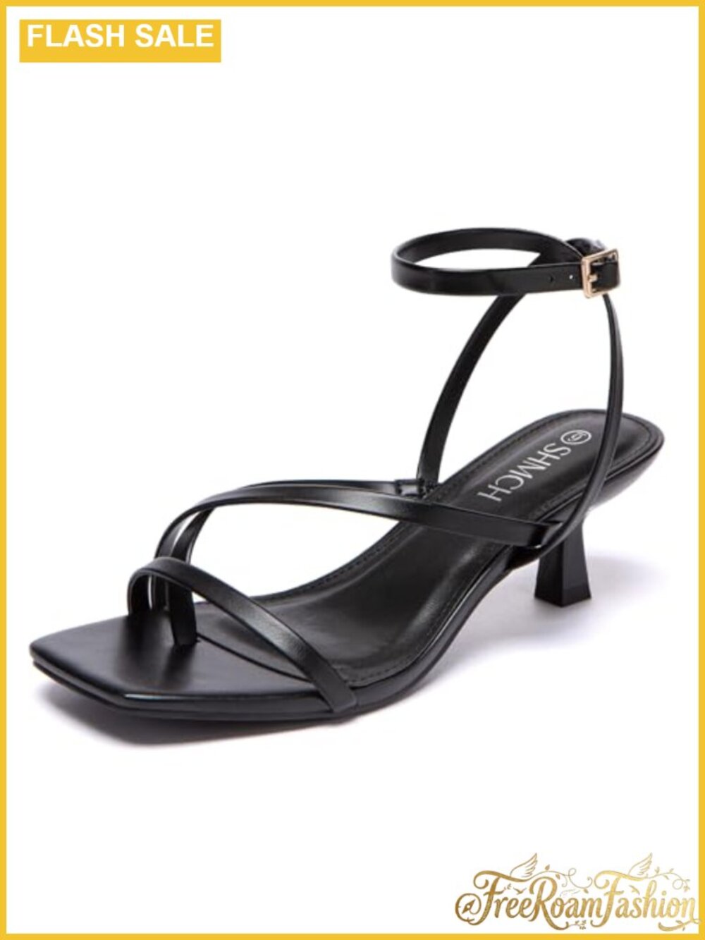 Kitten Heel Strappy Lace Up Square Toe Thong Ankle Strap Dress Sandals
